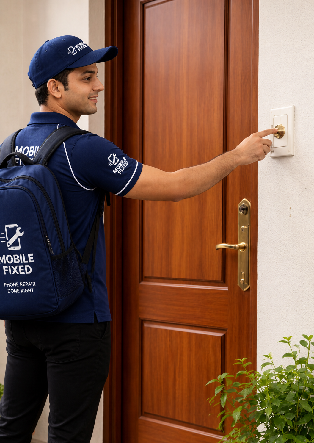 Technician at door